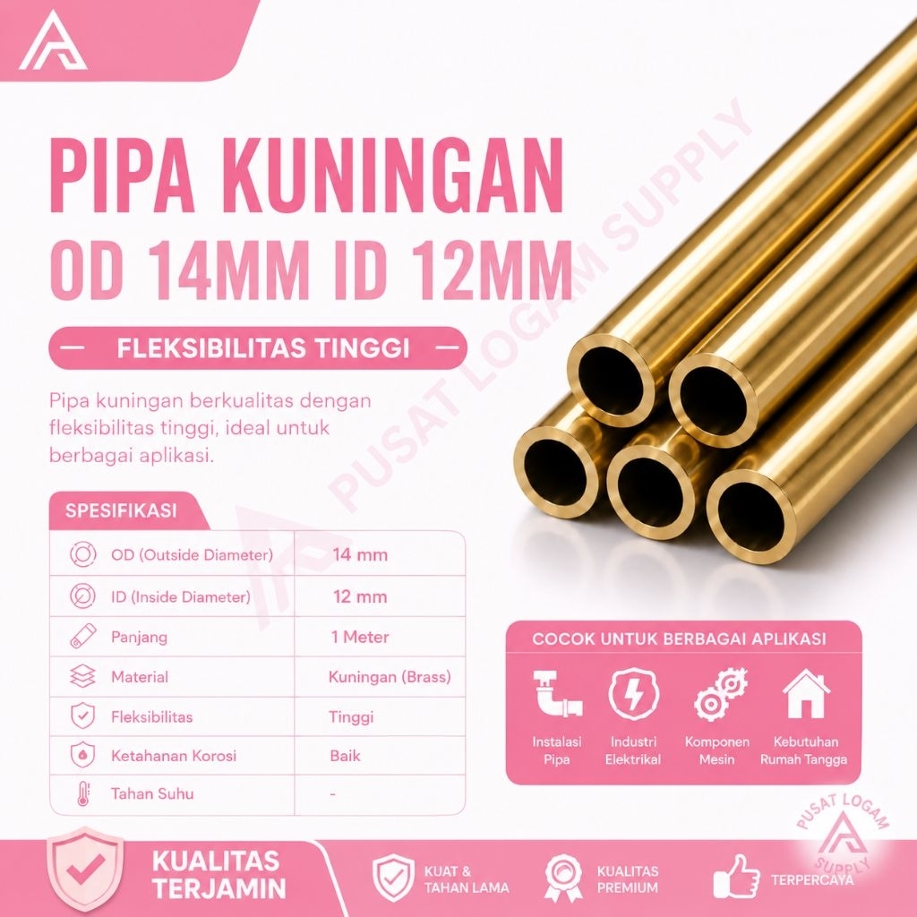 Pipa kuningan Od 14mm Id 12mm x 10cm