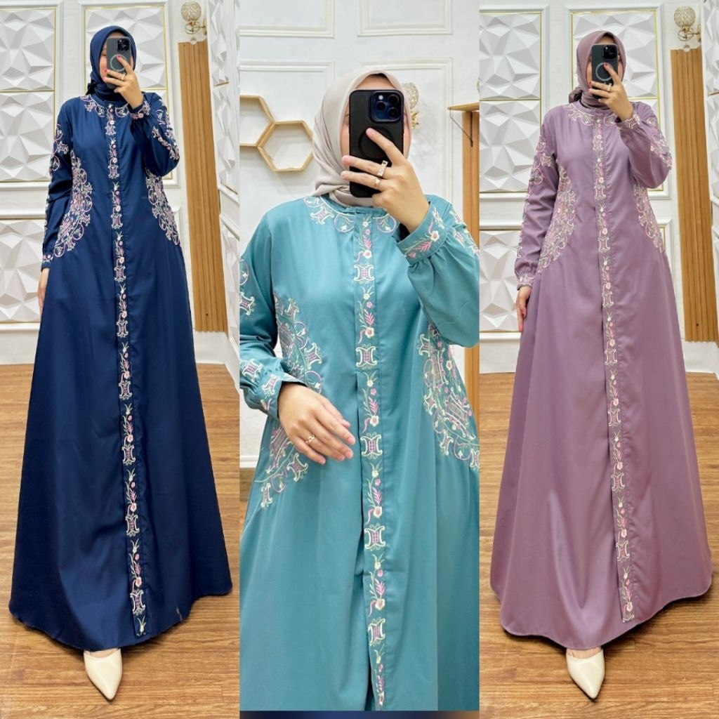 Gamis Bordir Katun Toyobo Wanita Busui Friendly Ukuran Jumbo LD120