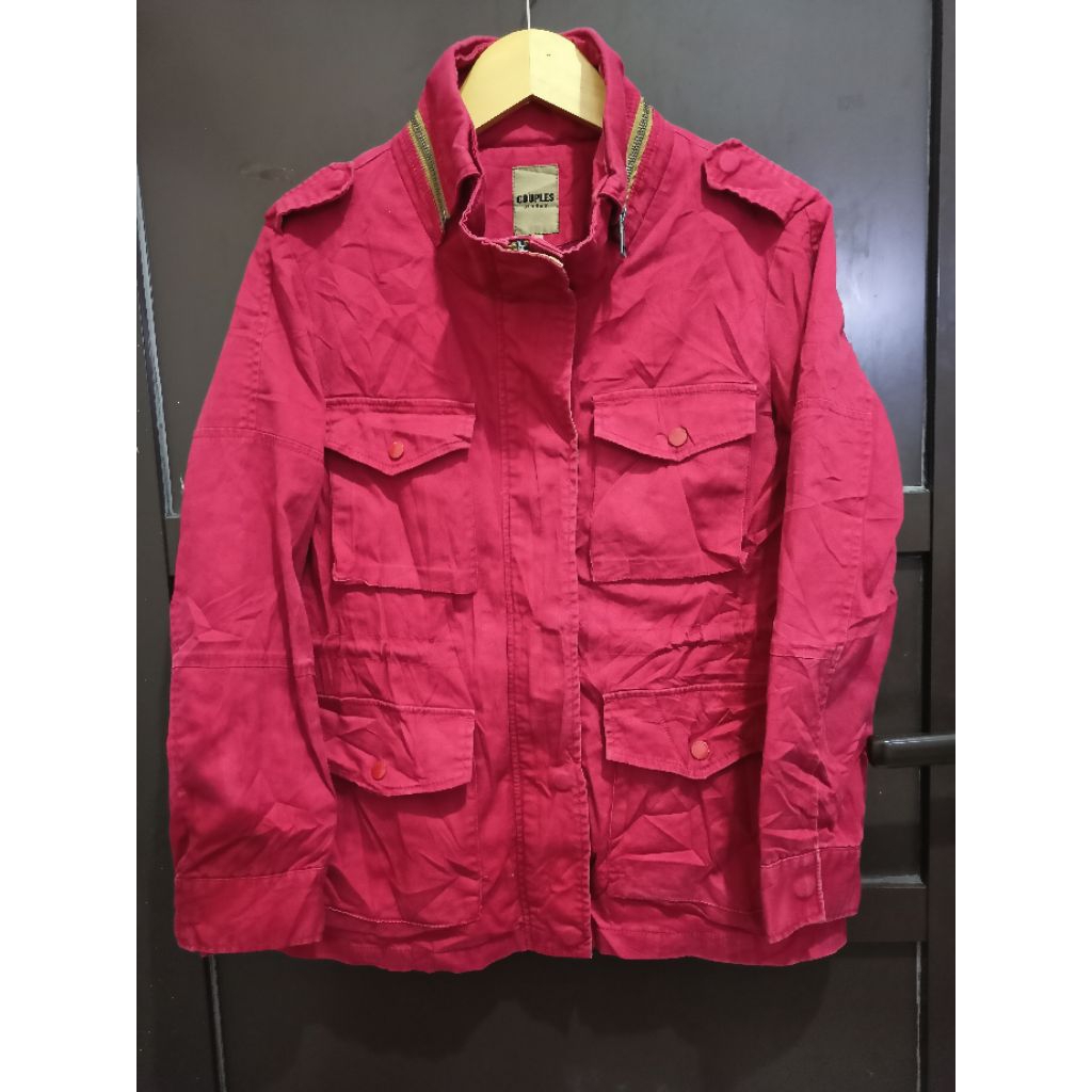 JAKET SEMI PARKA MODEL TACTIKAL M65 WARNA MERAH MEREK US N THEM SIZE S FIT TO M