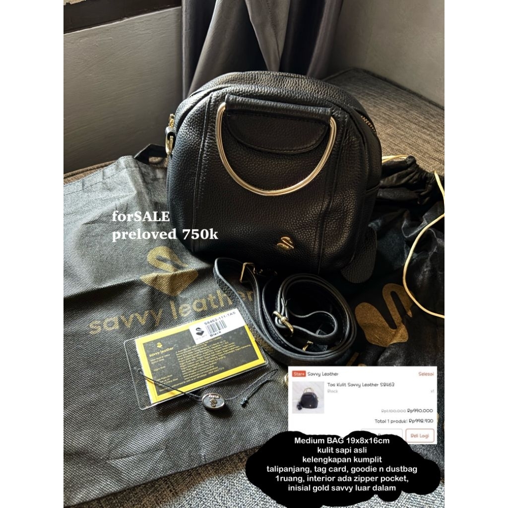 tas SAVVY LEATHER S8463 preloved || tas kulit sapi asli