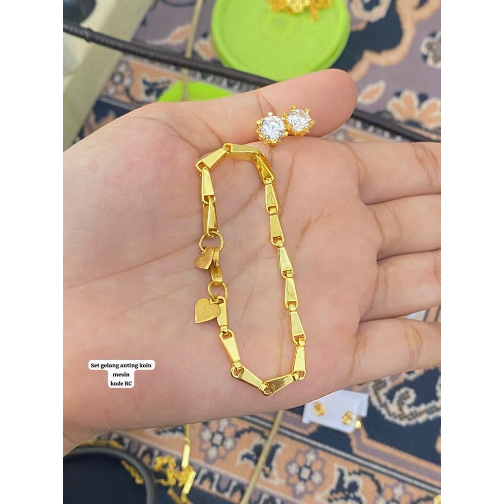 set gelang koin 91 dan anting koin 91 no luntur