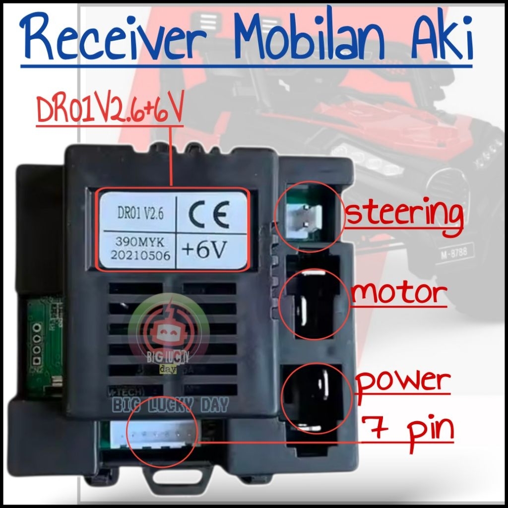 RECEIVER MOBIL AKI ANAK M-TECH CN2 DR01 V2.6 390BLE +6V CE 20240606 SPARE PART MAINAN MOBILAN REMOTE