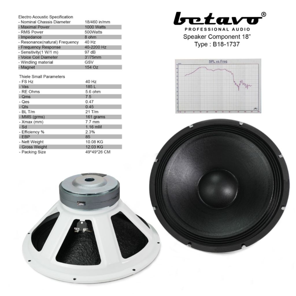 BETAVO SPEAKER 18" B18 1737/ Betavo Speaker 18" b18 1737/ betavo speaker 18" b18 1737