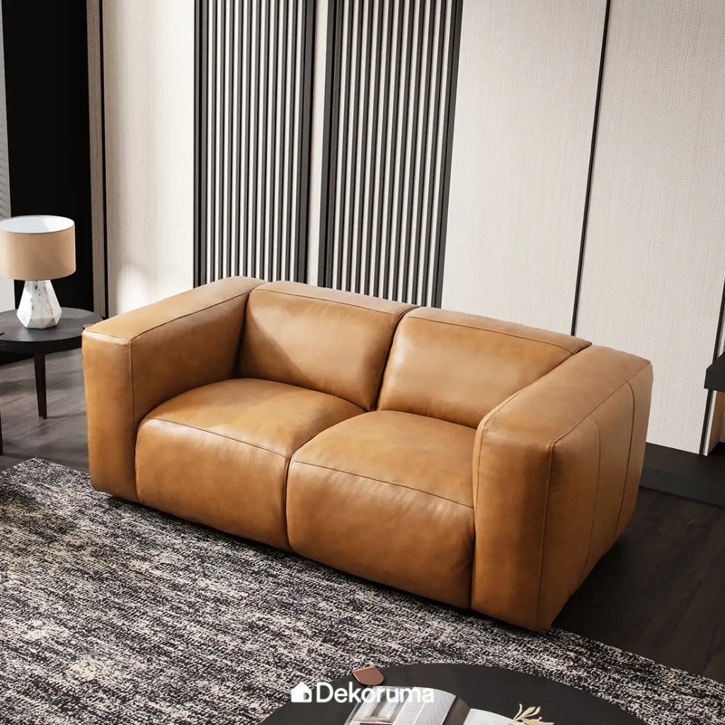 Dekoruma Tenzo OWEN Sofa 2 Seater Leather / Sofa Kulit 2 Dudukan