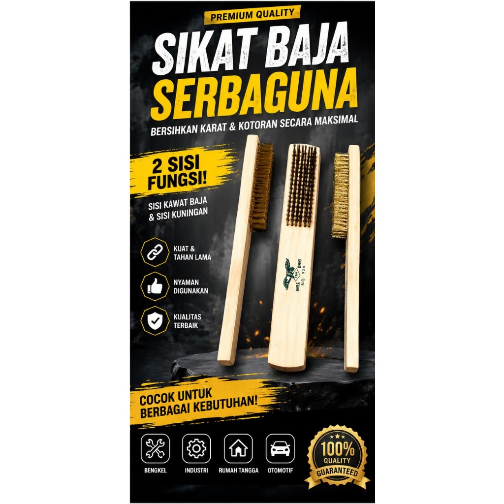 Sikat kawat kuningan/sikat baja kuningan/sikat kawat gagang kayu/sikat kawa serbaguna/pembersih kara