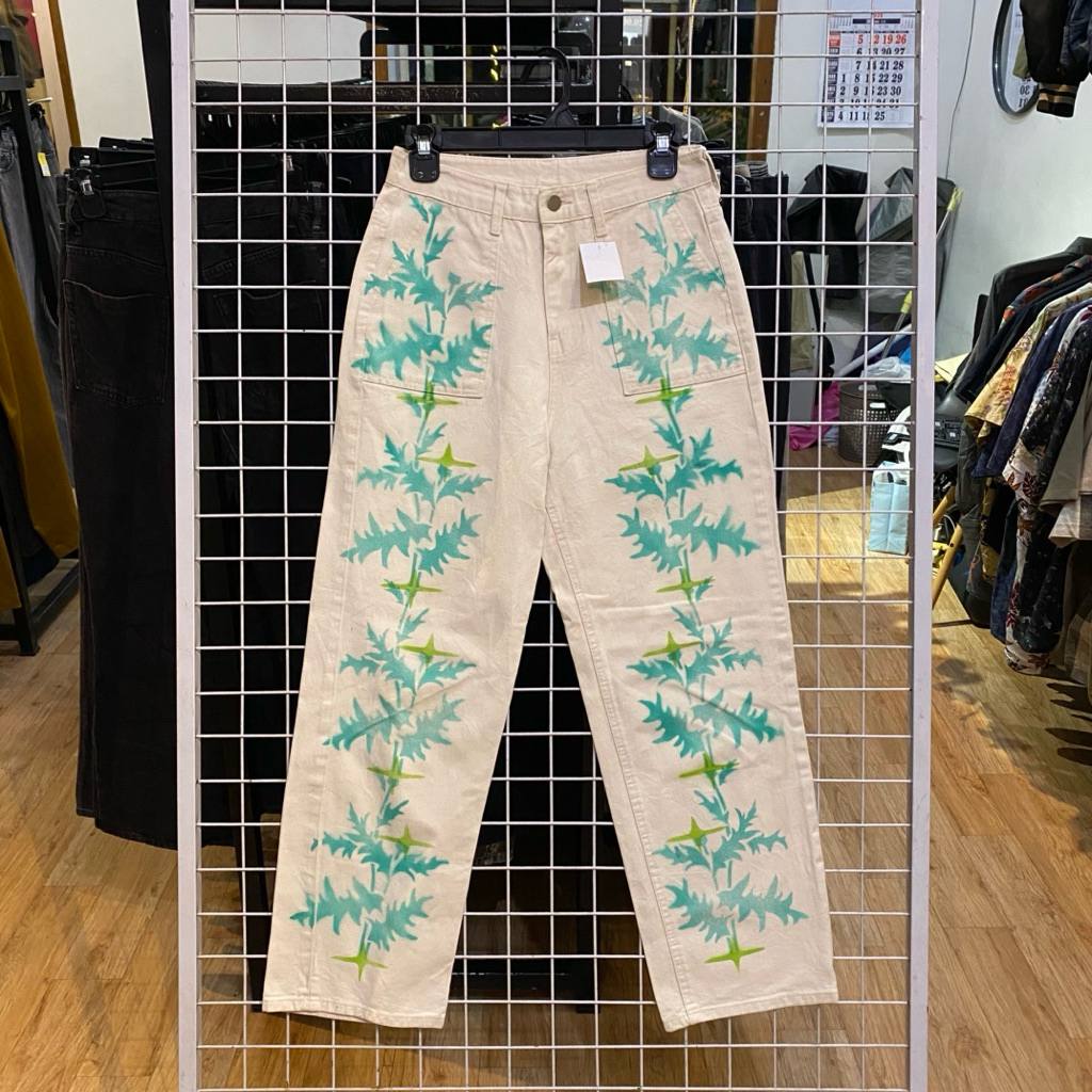 Unbrand Fatigue Floral Denim Pants.  #Ch2538