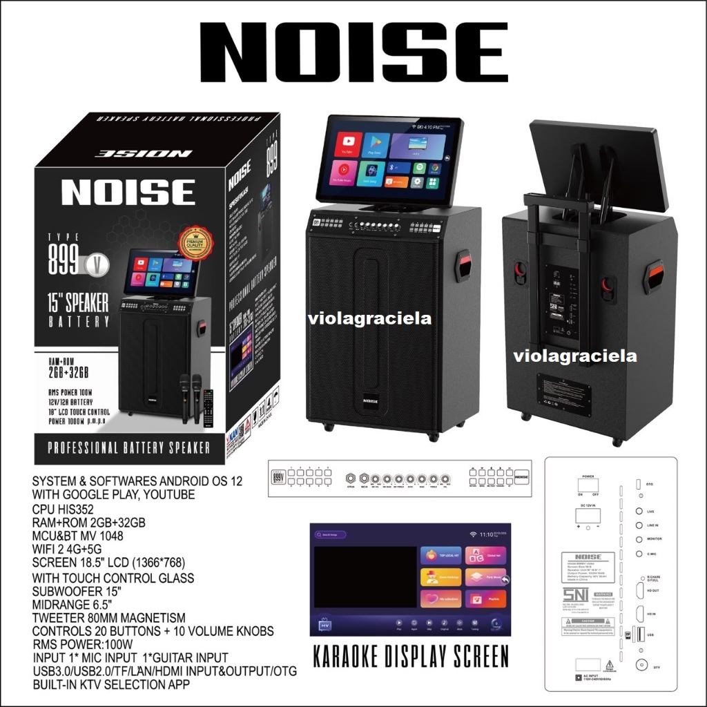 SPEAKER PORTABLE NOISE 899V 15INC VIDEO LCD DISPLAY 18.5 INC INCH 899V KARAOKE