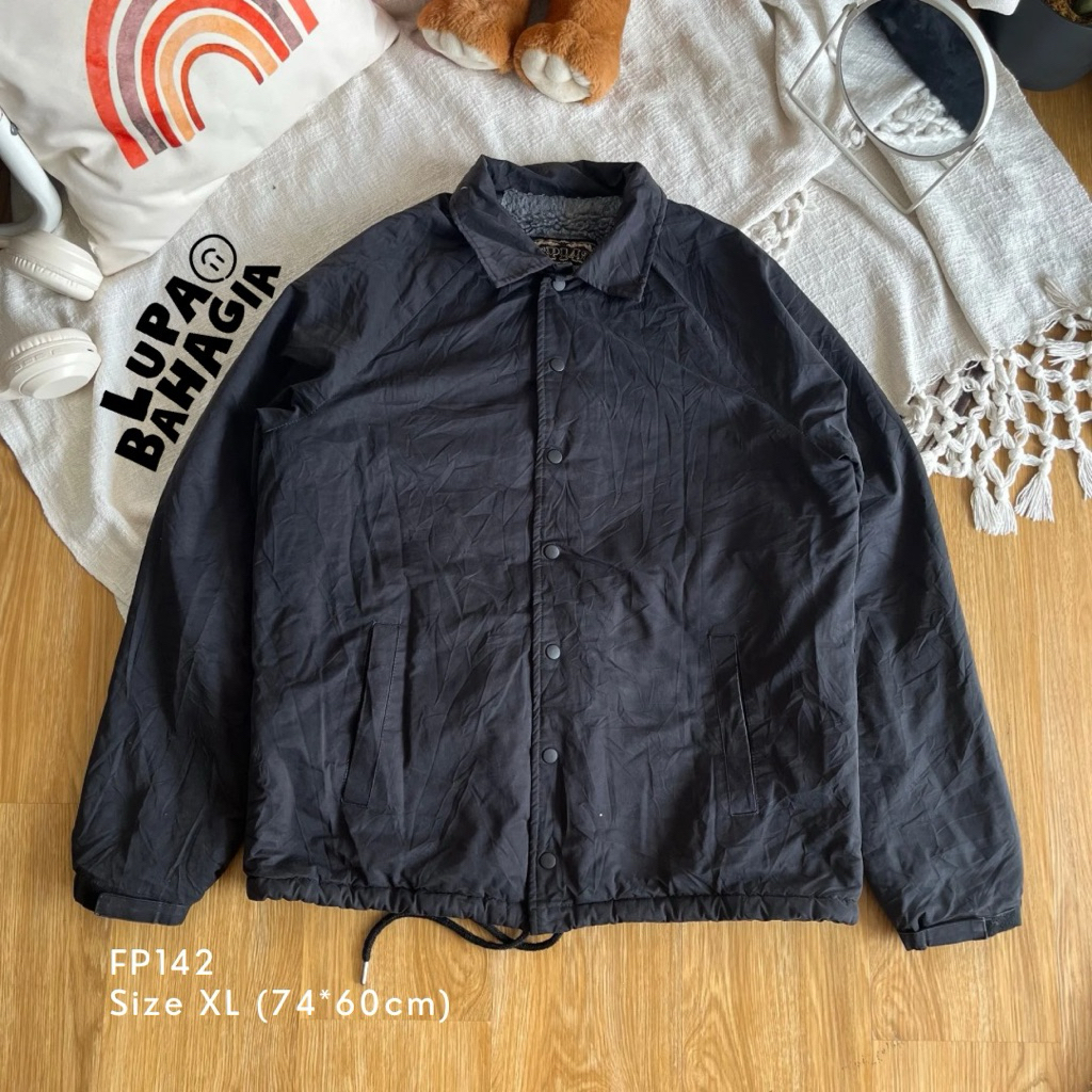 FP142 Black Cotton Windbreaker Coach Jaket size XL • 100% original