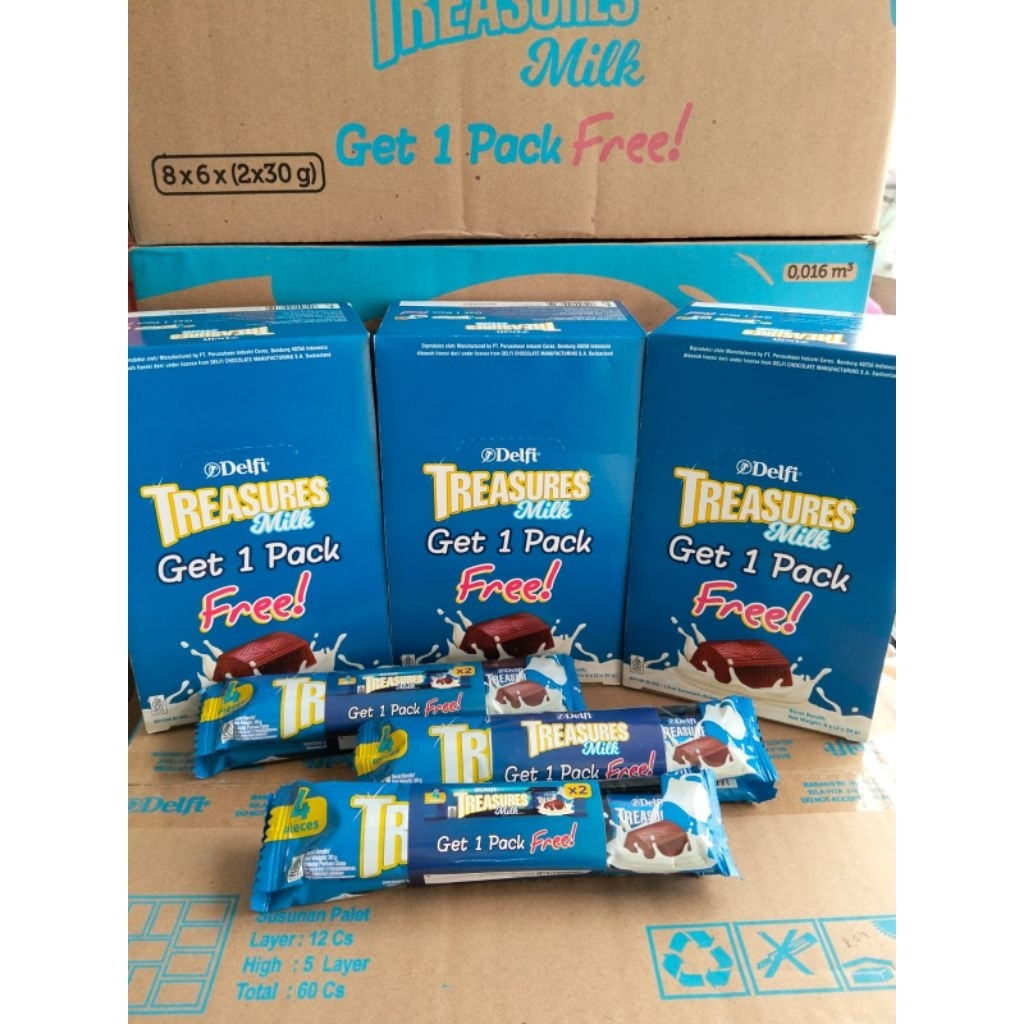 COKLAT DELFI TREASURE MILK 2+1 ( 1BOX ISI 6 pack )