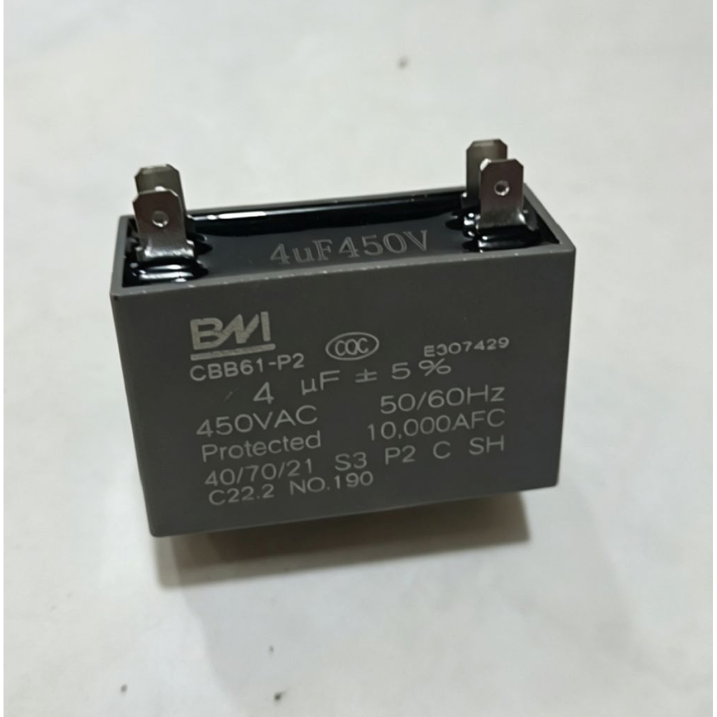 Kapasitor AC 4uf BM CBB61-P2 4 pin sesuai gambar