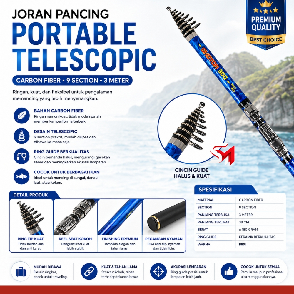 Joran Pancing Joran Teleskopik Portabel 3M