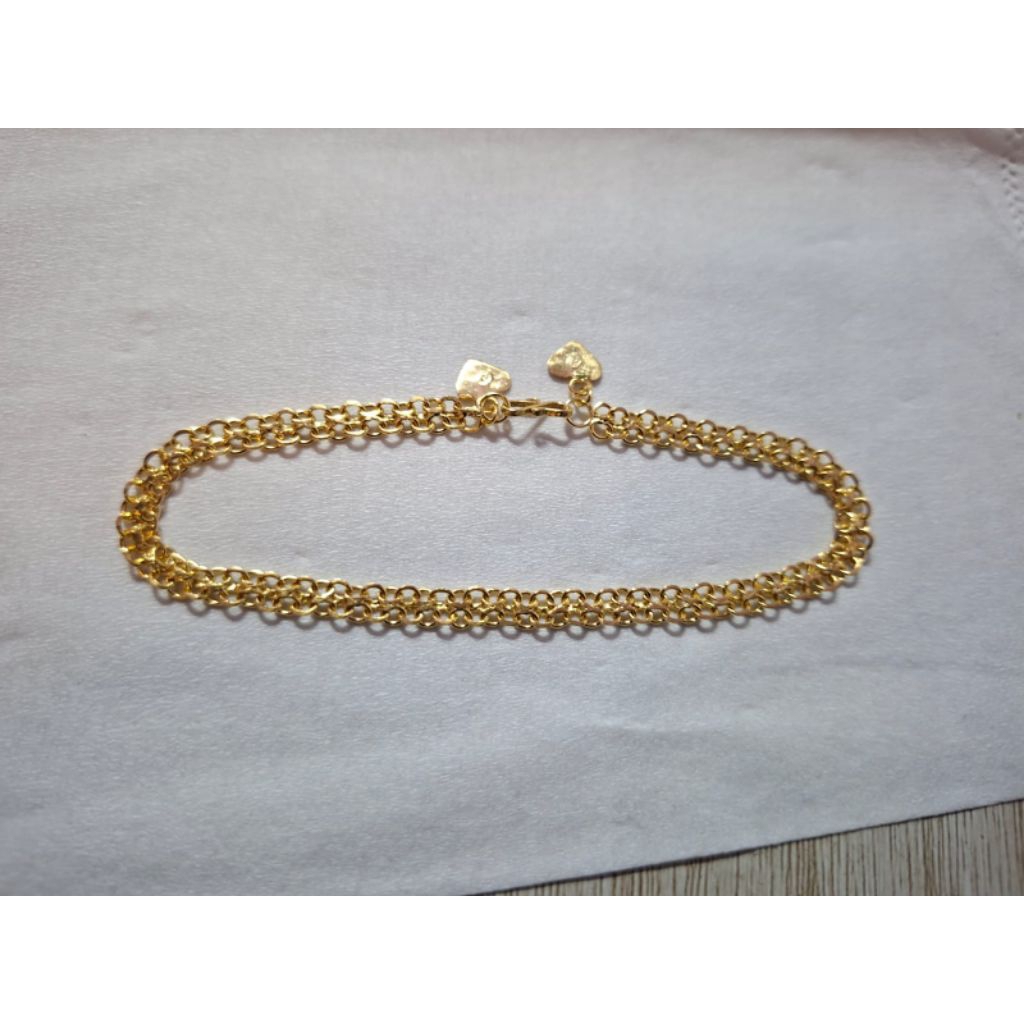 Gelang Emas Model Doble Nori 3 Gram Kadar 300/6k, Gelang Rantai Emas, Gelang Emas Model Rantai Simpl