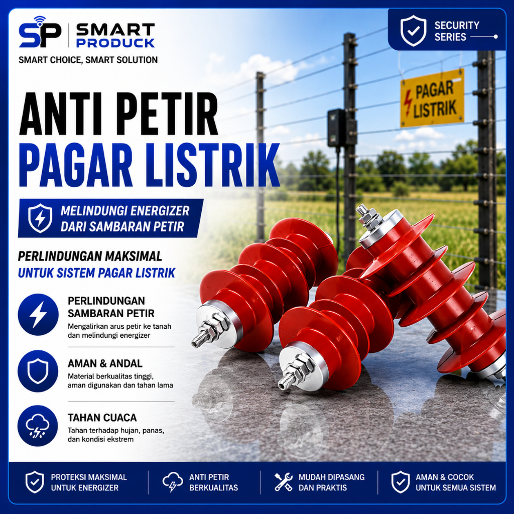 Anti Petir Pagar Listrik Surge Arrester Lightning Protector Pengaman Petir Energi Kejut Pagar Elektr