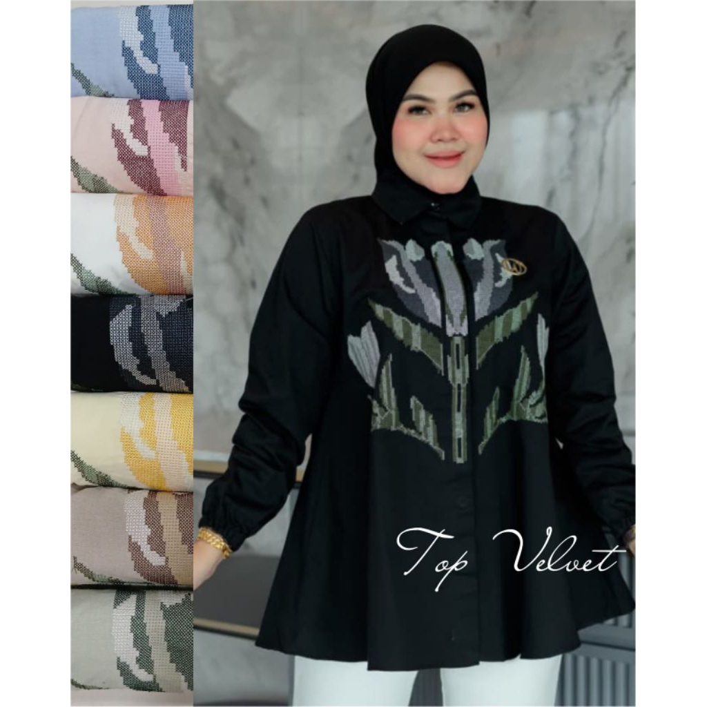 Winody Atasan Top Velvet Blouse Winody