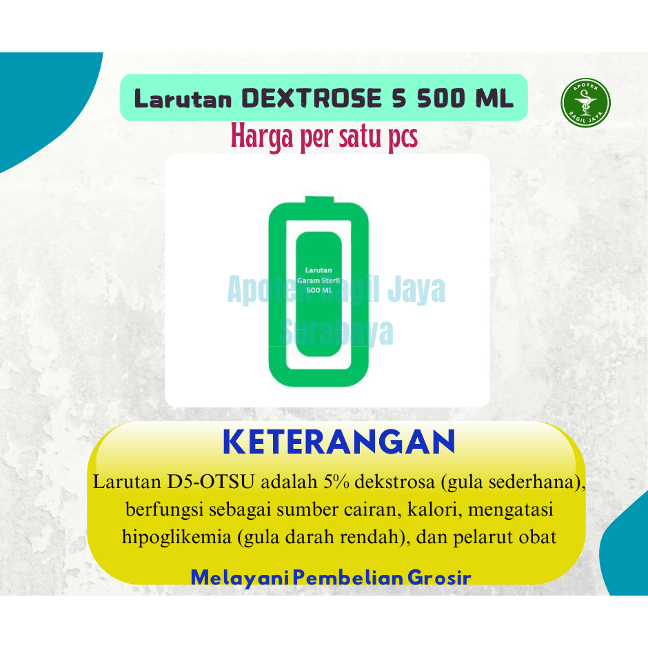 LARUTAN GLUKOSA 5% | D5 - OTSU INFUS | DEXTROSE 500 ML SOFT BAG TERMURAH
