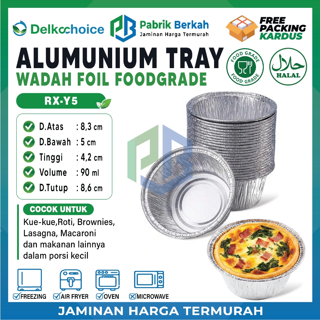 Alumunium Foil Tray Cup RX Y5 Delkochoice Kue Pie Macaroni Schotel Klapertart Muffin Cupcake Bolu Ro