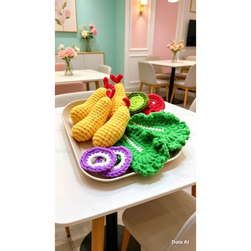 AMIGURUMI TEMPURA UDANG MAINAN RAJUT TEMPURA UDANG
