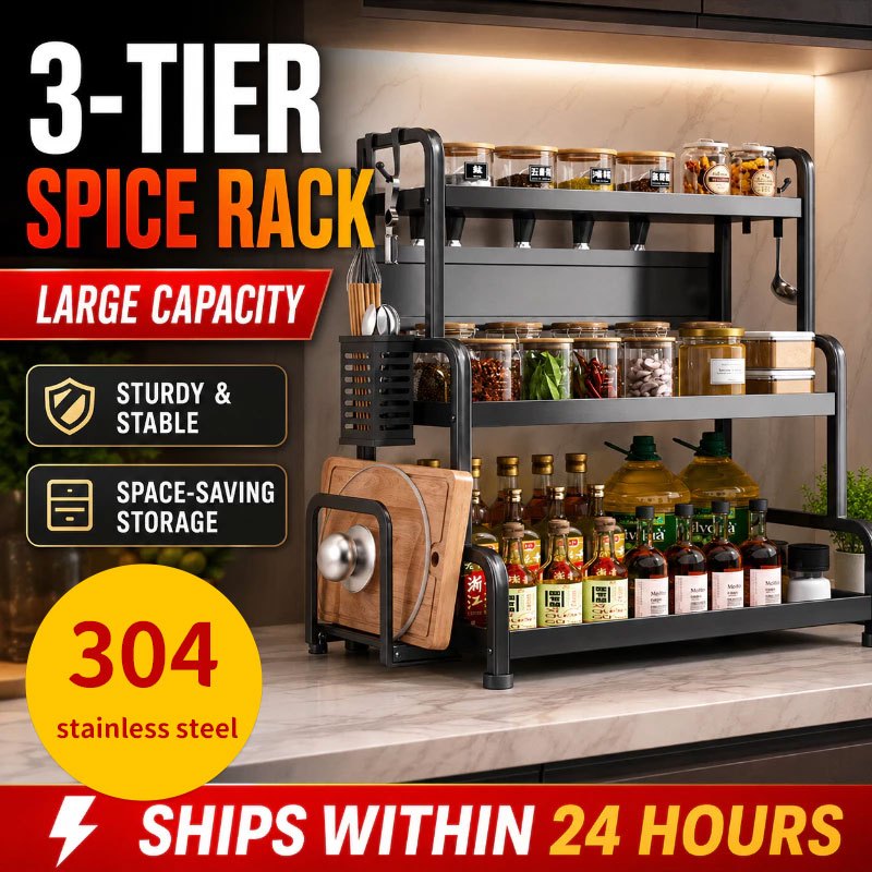 304 Stainless Steel Spice Rack Organizer Condiments Organizer Condiments Rack Kitchen Rack2/3-tier s