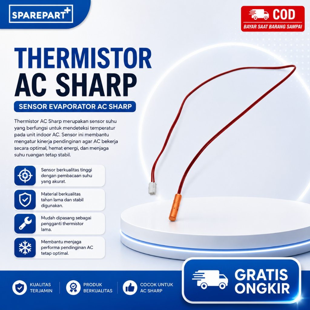 THERMISTOR AC SHARP SENSOR SUHU AC Sharp Thermis AC Sensor Evaporator AC Sharp 2 Kabel 50cm Sparepar