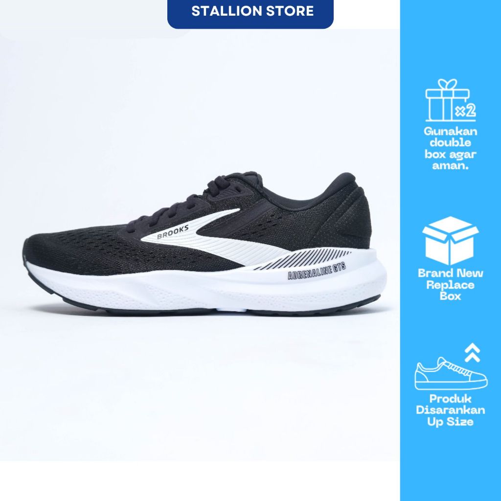 Sepatu Lari / Sepatu Running / BRKS ADRENALINE GTS 24 - BLACK WHITE