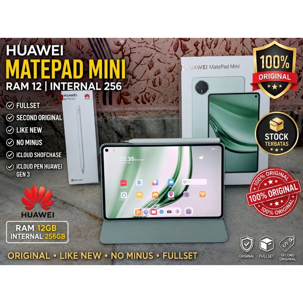 Huawei matepad mini ram 12 internal 256 fullset second original