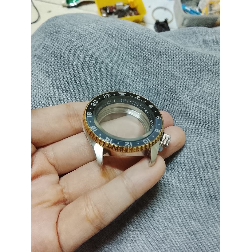 Case Jam seiko GMT steel and Gold rotating for seiko nh34 gmt