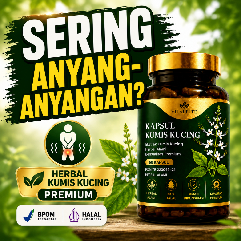 Kapsul Kumis Kucing | Herbal Daun Kumis Kucing Vitalrite 60 Kapsul
