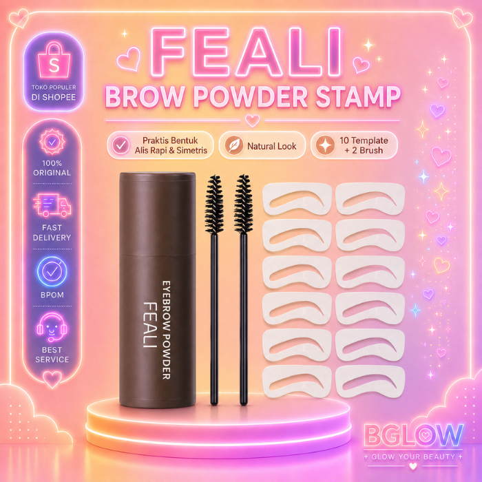 FEALI BROW POWDER STAMP / Eyebrow Powder / Stempel Alis / Waterproof dan dapat 10 Model Cetakan Alis