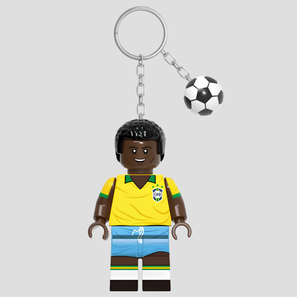 Pele Brazil Soccer Figure Gantungan Kunci Mini Character Collectible Gift