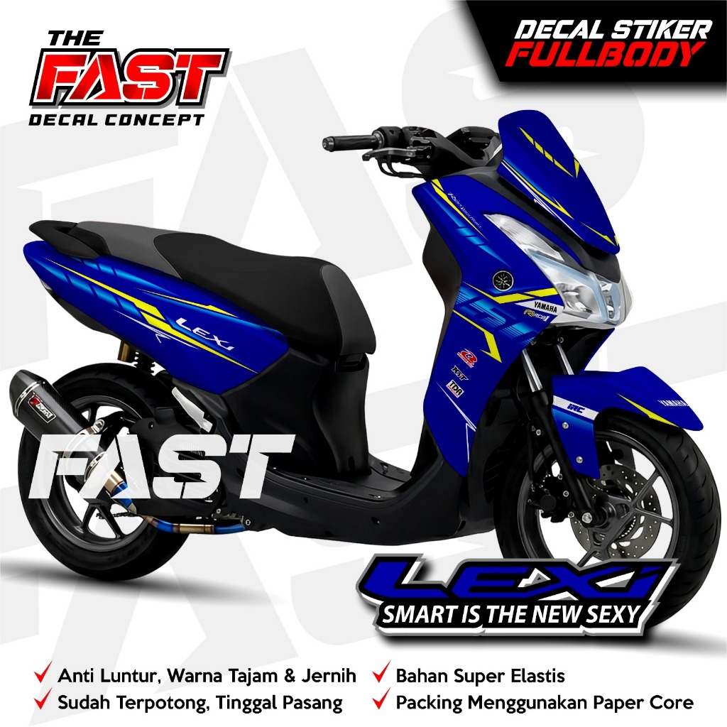 TERBARU Decal Stripping YAMAHA Lexi Full Body Stiker Motor Yamaha Lexi MOTIF RACING Full Body Decal 