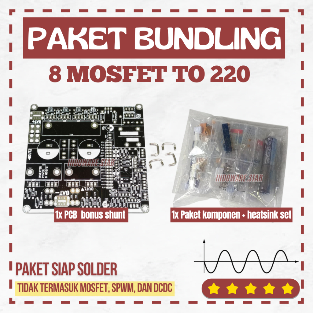 BUNDLING PCB INVERTER 8 MOSFET TO 220 MOSFET KECIL PSW PURE SINE WAVE 1000W 1KVA EGS002 LF BONUS SHU
