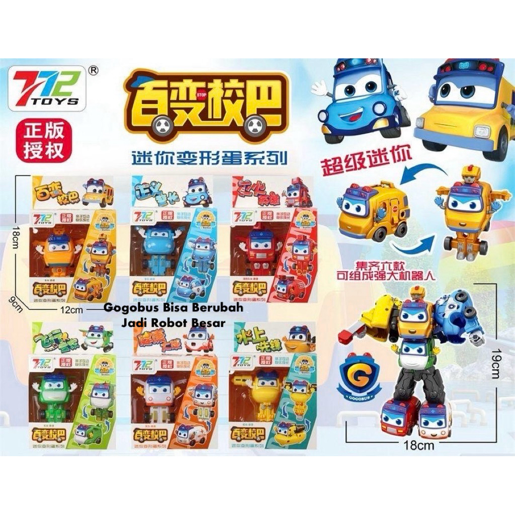 Mainan Robot Gogobus Transform Mobil Yang Bisa Berubah Menjadi Robot / Mainan Edukasi Anak Laki-laki