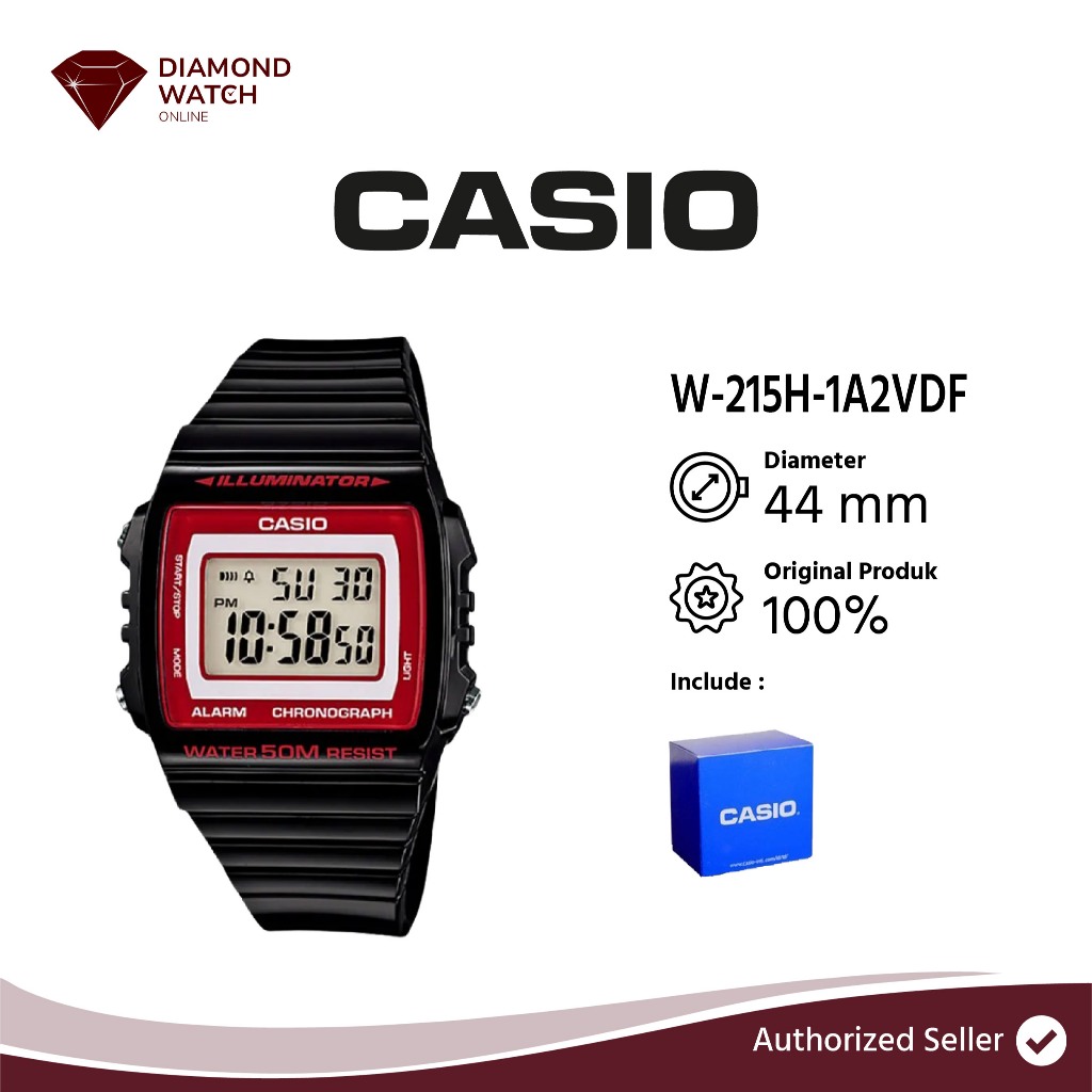 Casio Standar W-215H-1A2VDF Alarm Chrono WR 50M