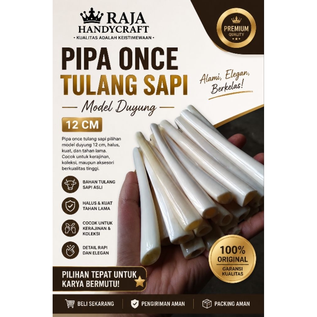 RAJA HANDYCRAFT | pipa once tulang sapi model duyung panjang 12 cm/pipa once tulang sapi warna putih