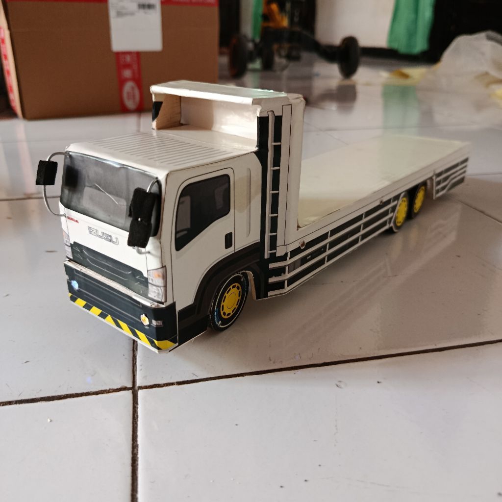 PROMO MURAH MAINAN ANAK MINIATUR TRUK OLENG TRONTON LOS BAK PUTIH KAYU TRIPLEKS FULL LAMPU LED KELAP