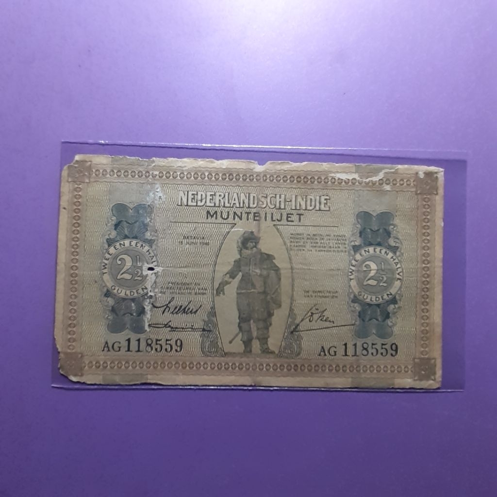 uang kuno 2.5 gulden muntbiljet 1940