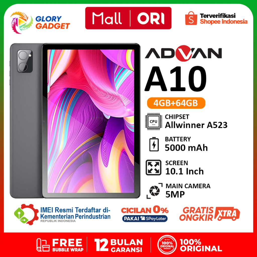 Advan Tab A10 [4GB+64GB] - Garansi Resmi 1 Tahun
