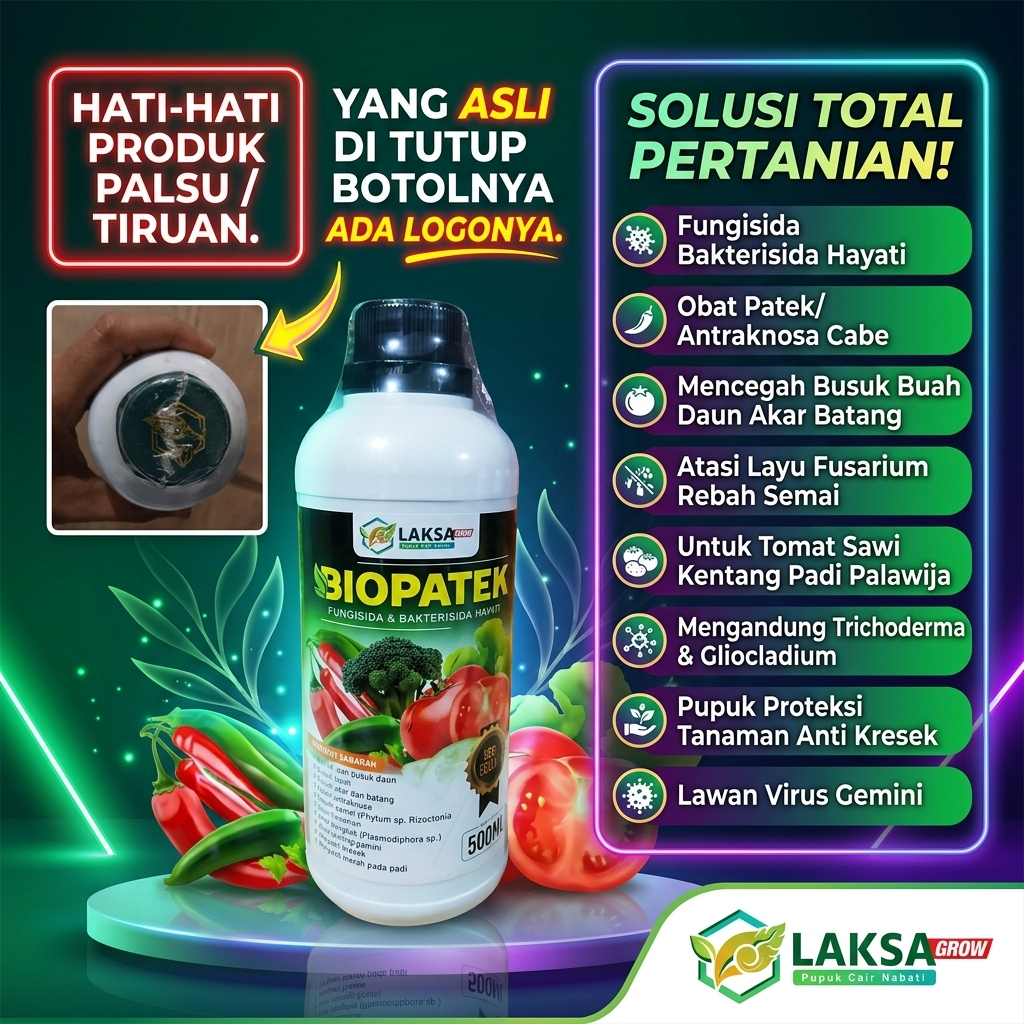 BIOPATEK 500ml Fungisida Bakterisida Hayati Obat Patek Antraknosa Cabe Busuk Buah Daun Akar Batang L