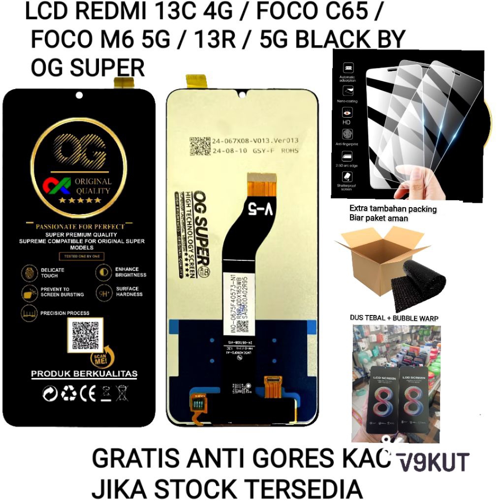 LCD REDMI 13C 4G/FOCO C65/FOCO M6 5F/REDMI 13R 5G BLACK ORIGINAL BY OG SUPER / ORI HX PREMIUM multit