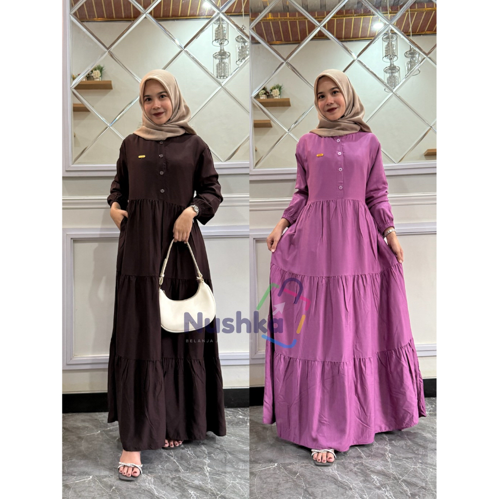 Gamis KALITA Rayon Twill / Gamis Susun / Gamis kancing Busui Premium Quality
