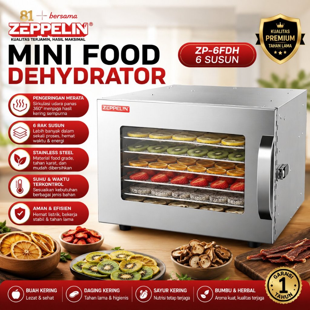 MINI FOOD DEHYDRATOR 6 SUSUN (ZEPPELIN) ZP-6FDH