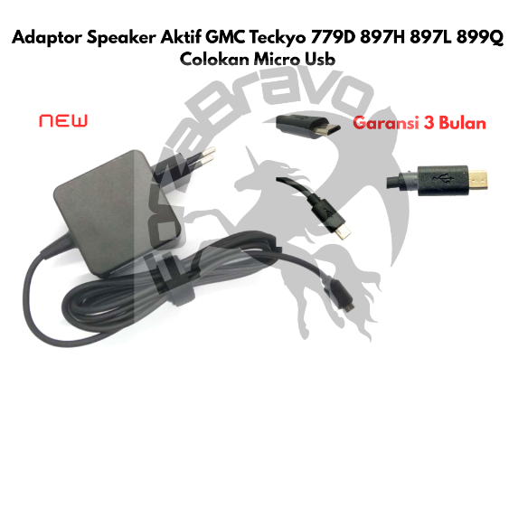 Adaptor Casan Speaker Aktif GMC Teckyo 779D 897H 897L 899Q Colokan Micro Usb