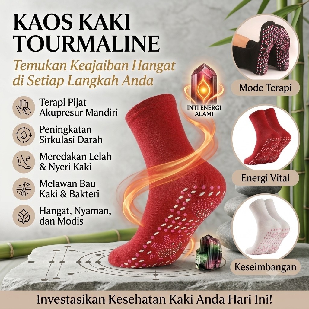 Afnansa Kaos Kaki Terapi Dengan Pemanas Magnetik / Kaos Kaki Magnet Terapi/Tourmaline Lymphvity Kaos