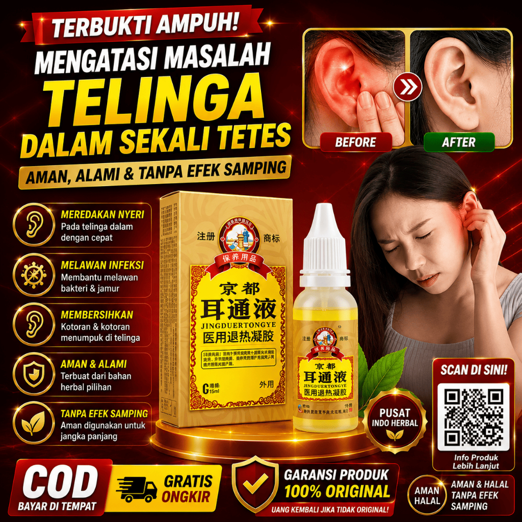 JINGDUERTONGYE Obat Herbal Cina Tetes Telinga Pembersih Kotoran Telinga Cairan Penghilang Telinga Be