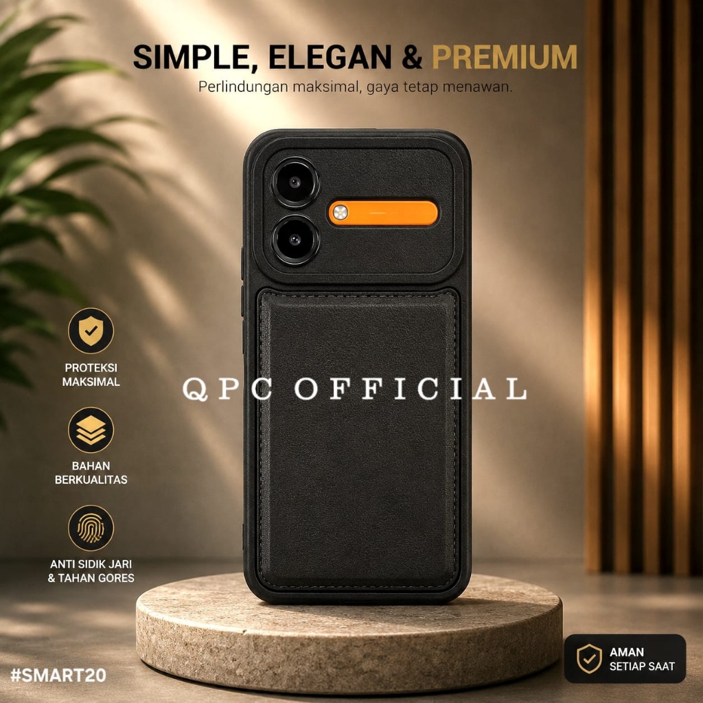 Infinix Smart 20 Case Leather Pro Kamera Black Infinix Smart 20