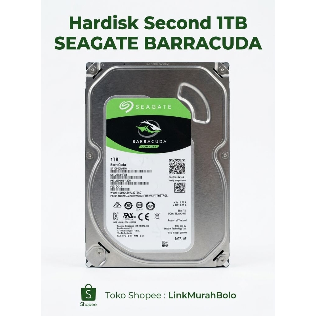 HARDISK SATA SECOND 1 TB SEAGATE BARRACUDA