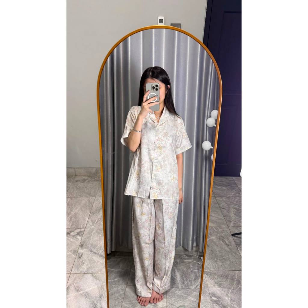 [BEST SELLER] LUMI SLEEPWEAR ALEXA Piyama Set Baju Tidur Wanita Dewasa Kancing Lengan Pendek Celana 