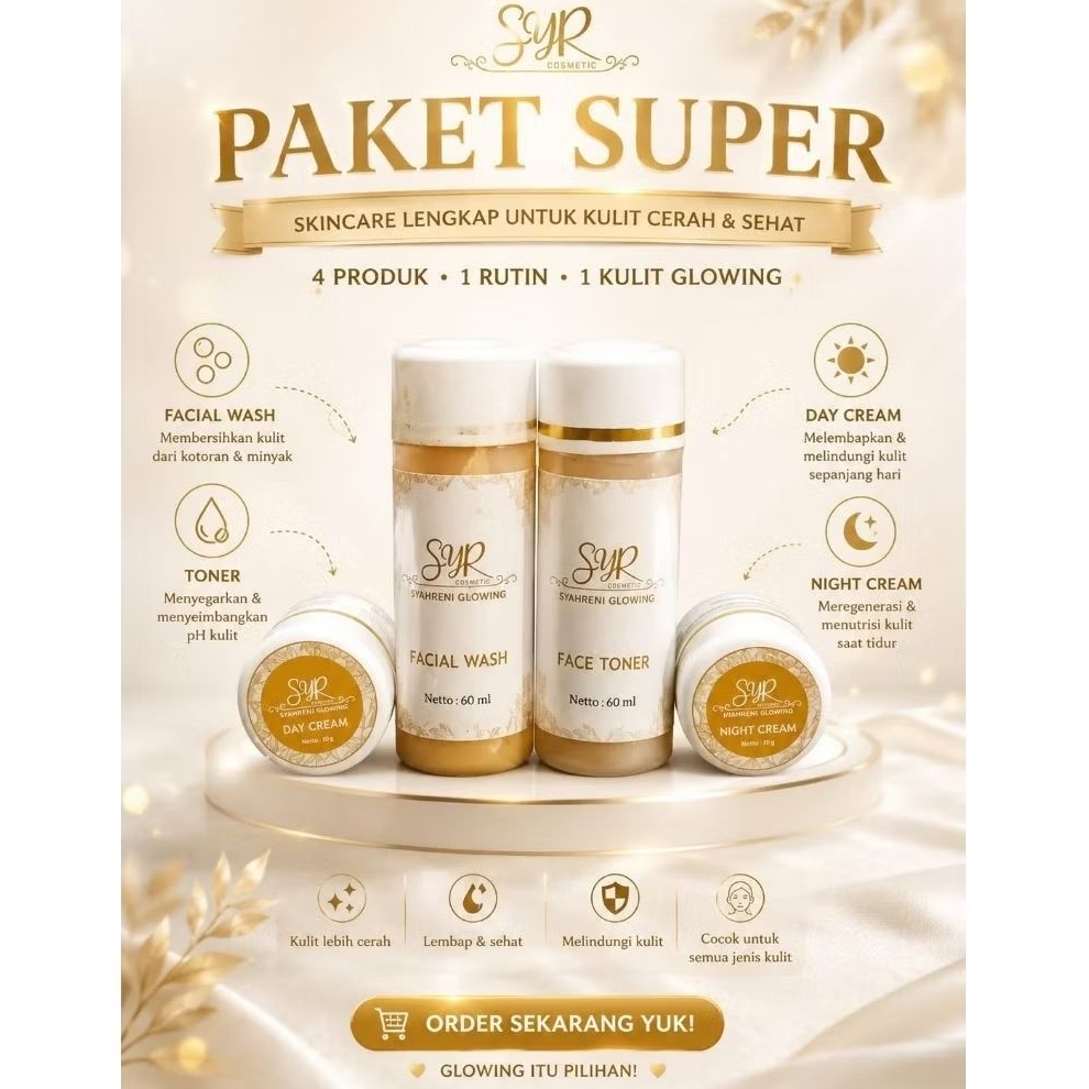 PAKET SUPER SYR GLOWING/ SYAHRAENI GLOWING ORIGINAL/SYR GLOWING/SYAHRENI/CREAM WAJAH/CREAM GLOWING/C