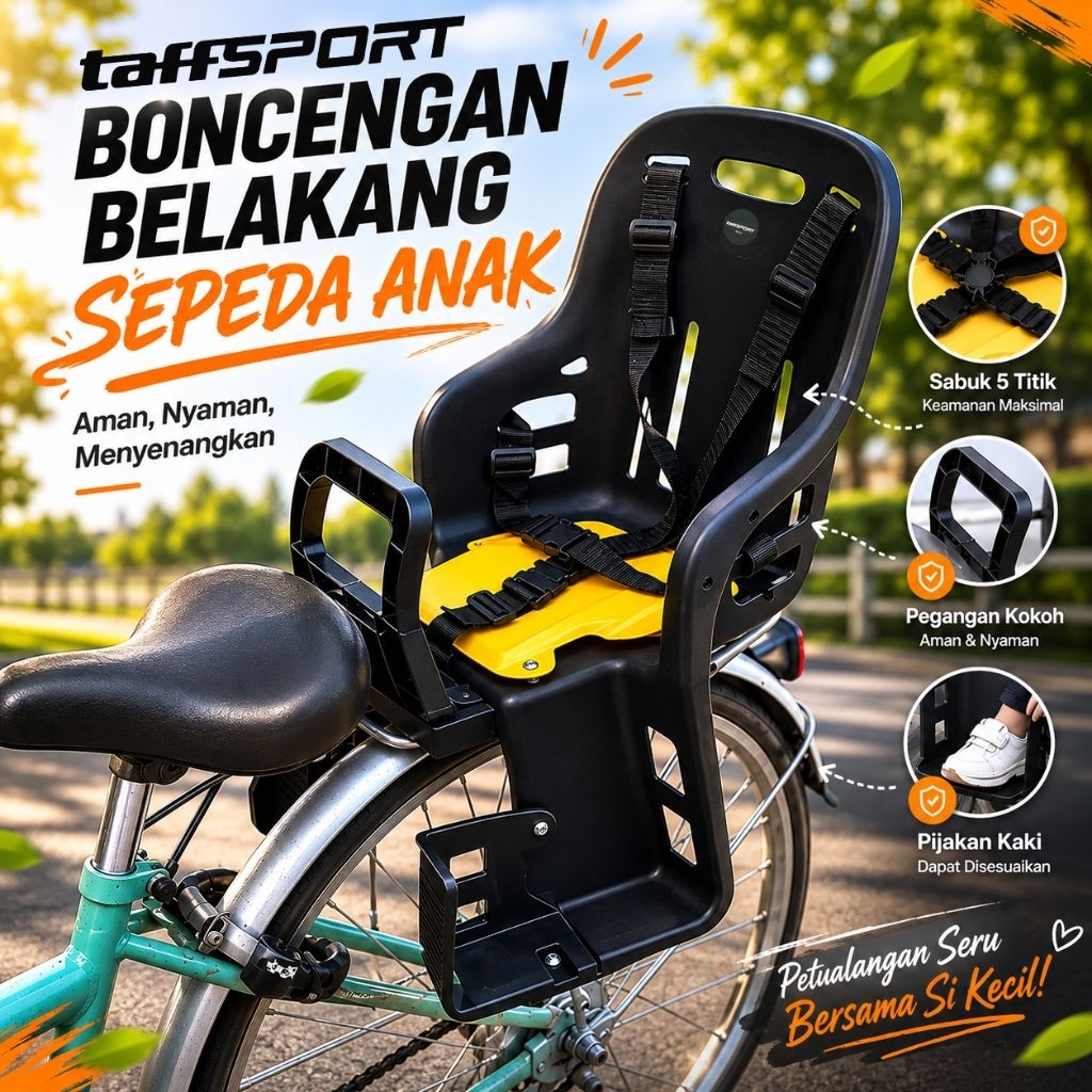 BANGKU SEPEDA BONCENGAN BELAKANG SEPEDA ANAK SAFETY BACK SEAT /kursi sepeda/bangku belakang /bonceng