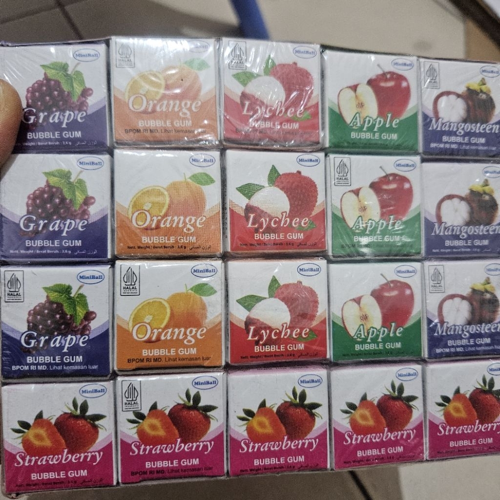 permen karet mini ball miniball bubble gum aneka rasa
